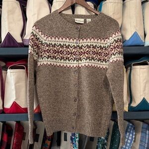 Vtg Appleseed's Fair Isle Wool Cardigan